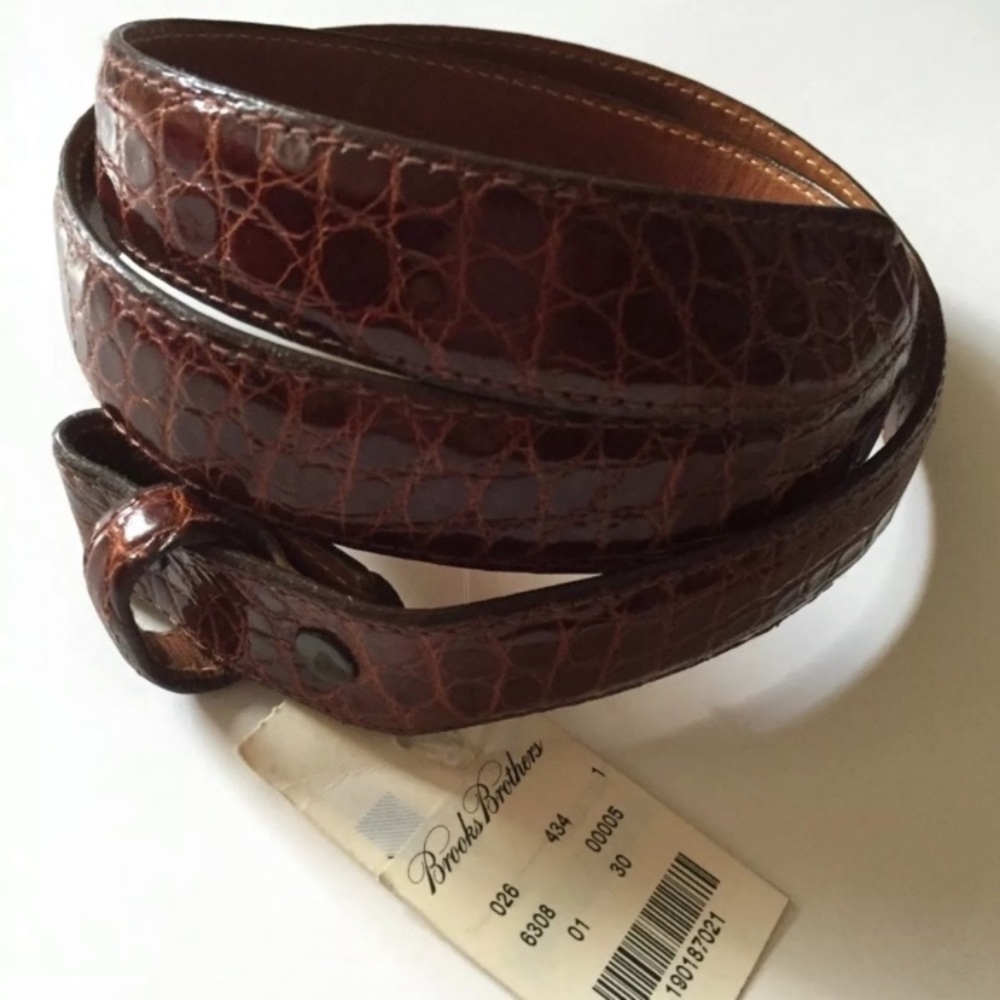 Brooks Brothers authentic alligator leather belt strap
